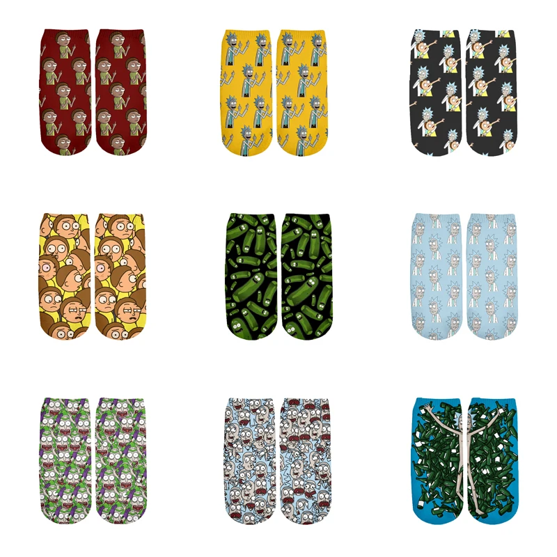 

Newest Rick and Morty 3D Printed Cartoon cute short ankle socks for Men Women harajuku korean socks RS-001