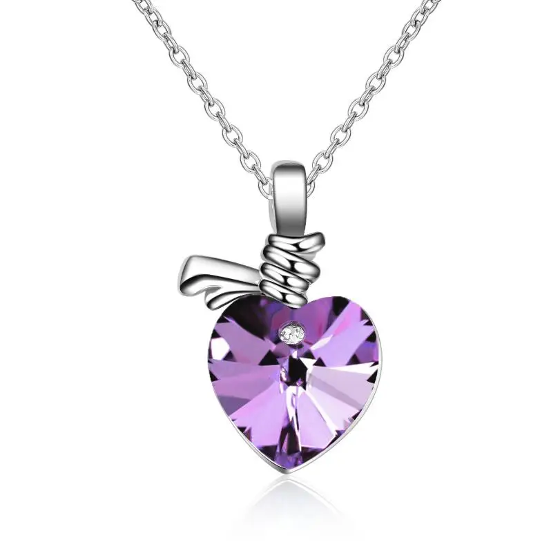 Trendy Girl`s Party Jewelry Cute Apple Rhinestone Pendant Necklace