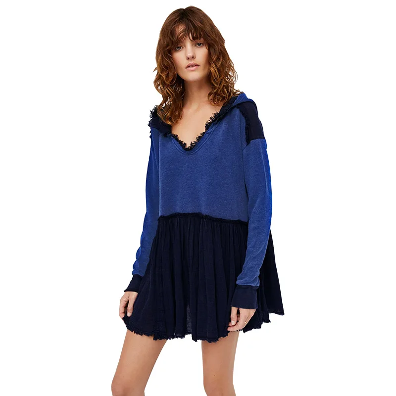 Sweatshirt Pullover Hoodie Dress Ladies Short Casual Loose Hooded