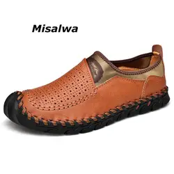 Misalwa/Брендовые мужские кожаные повседневные Мокасины для взрослых, лоферы ручной работы, качественные Мокасины с вырезами, chaussure homme