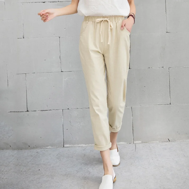 Women's Elegant Loose Casual Trousers Khaki