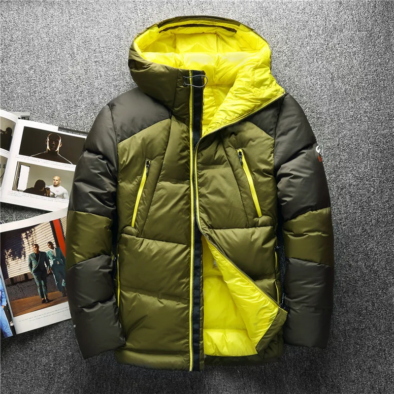 

2018 Fashion Men's Down Jacket Warm White Duck Winter Coat Hooded Men Parka Casual Mens Jackets Jaqueta Masculina