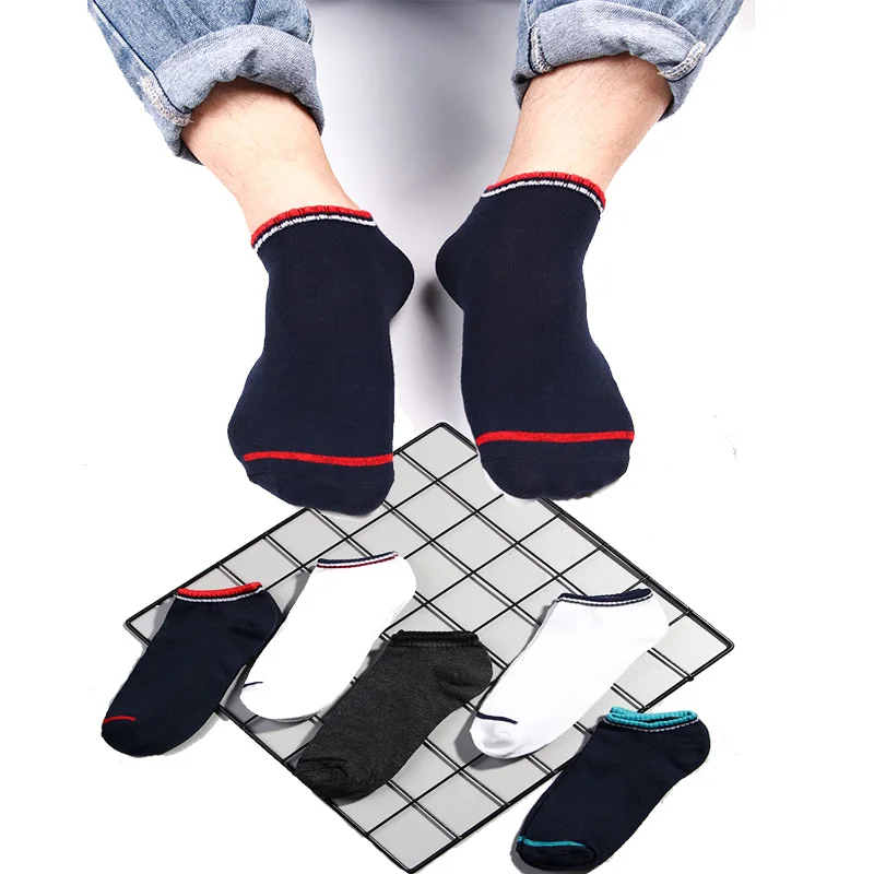 Men Sports Socks Cotton Fashion Solid Color Stripes Boat Socks Summer Male Casual Breathable Socks Low To Help Men's Socks Men Sports Socks Cotton Fashion Solid Color Stripes Boat Socks Summer Male Casual Breathable Socks Low To Help Men's Socks