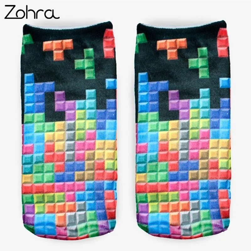 Zohra Winter Tetris 3D Graphic Full Printing Calcetines Sock Women Meias Low Cut Ankle Socks Cotton Hosiery Socks Zohra Winter Tetris 3D Graphic Full Printing Calcetines Sock Women Meias Low Cut Ankle Socks Cotton Hosiery Socks