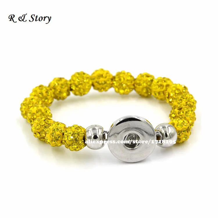 

Yellow Rhinestone Snap Bracelet - Snap Button Bracelet -Elastic Bracelet SB_072