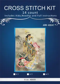 

Embroidery Cross Stitch Kits Needlework The Japanese Kimono Ladies Crafts 1CT Counted Unprinted SetsDMC DIY 1x55cm