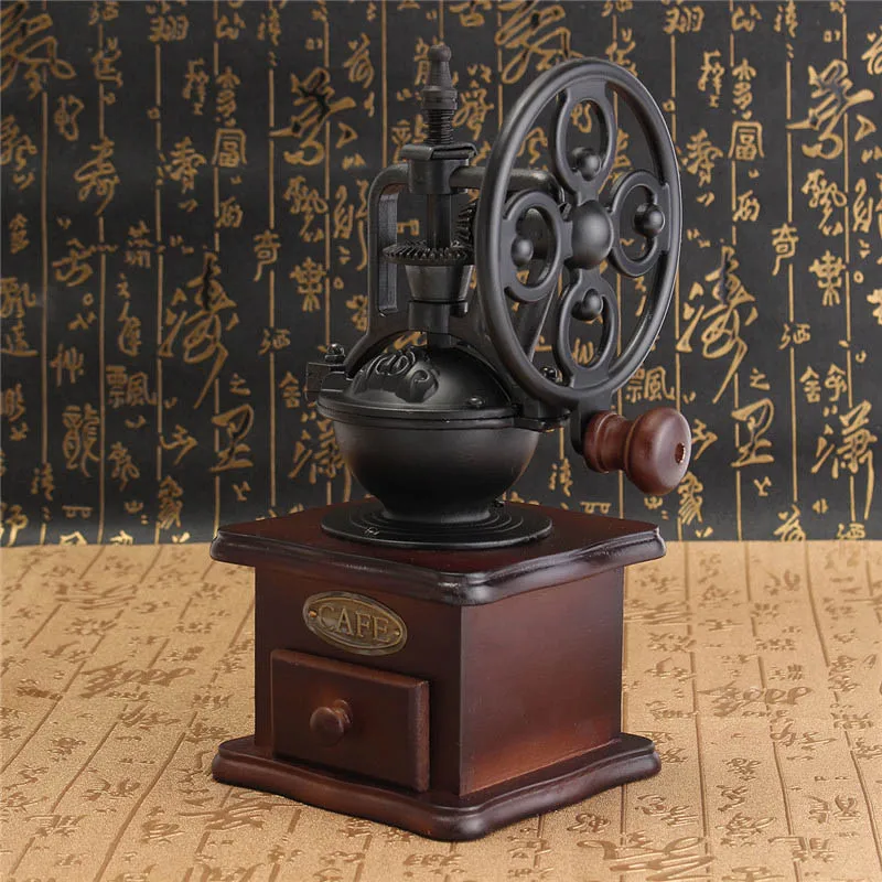

Manual Coffee Grinder Ceramic Movement Retro Wooden Ferris Wheel Design Vintage Mill Coffee Bean Grinding Machinen