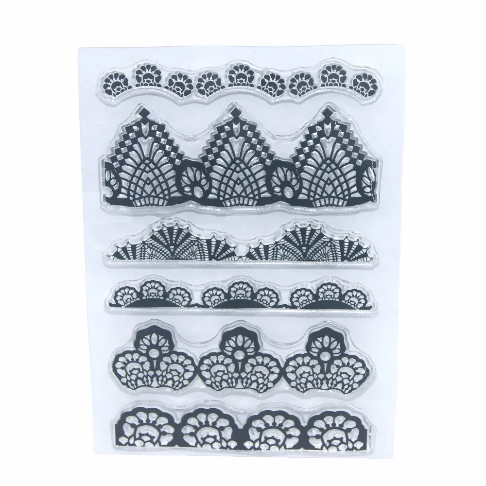 

Lace Fabric Clear Stamp Scrapbook DIY Photo Cards Rubber Stamp Seal Stamp Lace Line Transparent Silicone Transparent Stamp