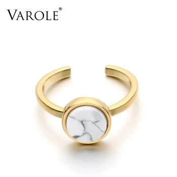 

VAROLE New Arrival Gold Color Simple Design Rings for Women Jewelry Women's Ring with Stone Diameter 17.5mm