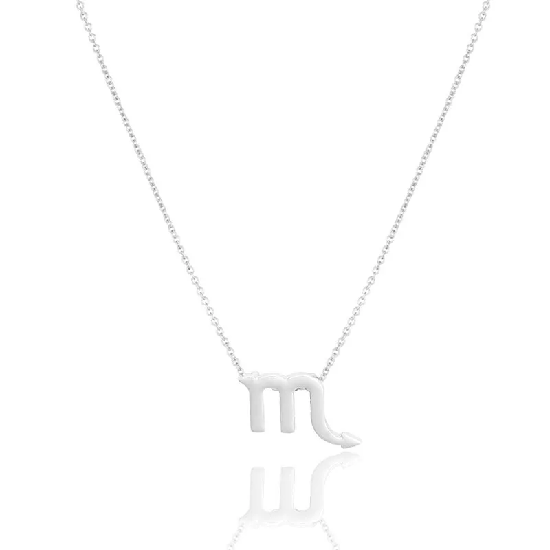 12 Созвездие Скорпион Кулон ожерелье для женщин минималистическая цепочка ожерелье сделать открытку желаний ювелирные изделия на День матери подарок - Окраска металла: Silver No Card
