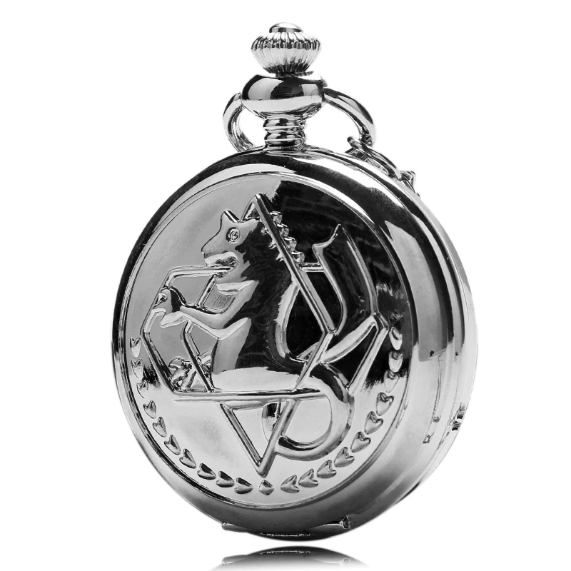 

Antique Steampunk Style Cartoon Fullmetal Alchemist Quartz Watch Silver Color Necklace Pendant Pocket Watch