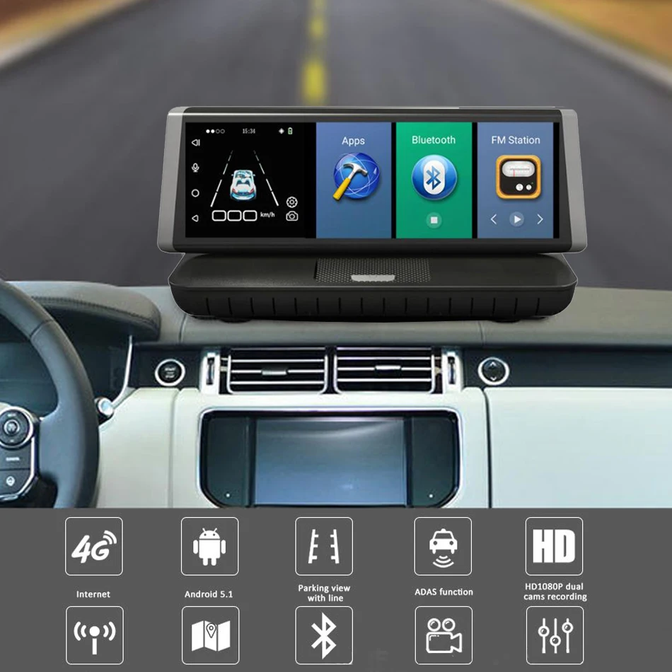 8 дюймов 4G ADAS Автомобильный видеорегистратор камера Android 5,1 Dashcam регистратор Full HD 1080P видео рекордер двойной объектив Видеорегистраторы Gps навигация