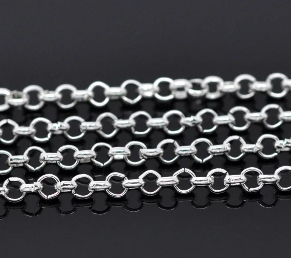 

Alloy Link Cable Chains Silver Plated 3.2mm x 0.5mm, 1 M new