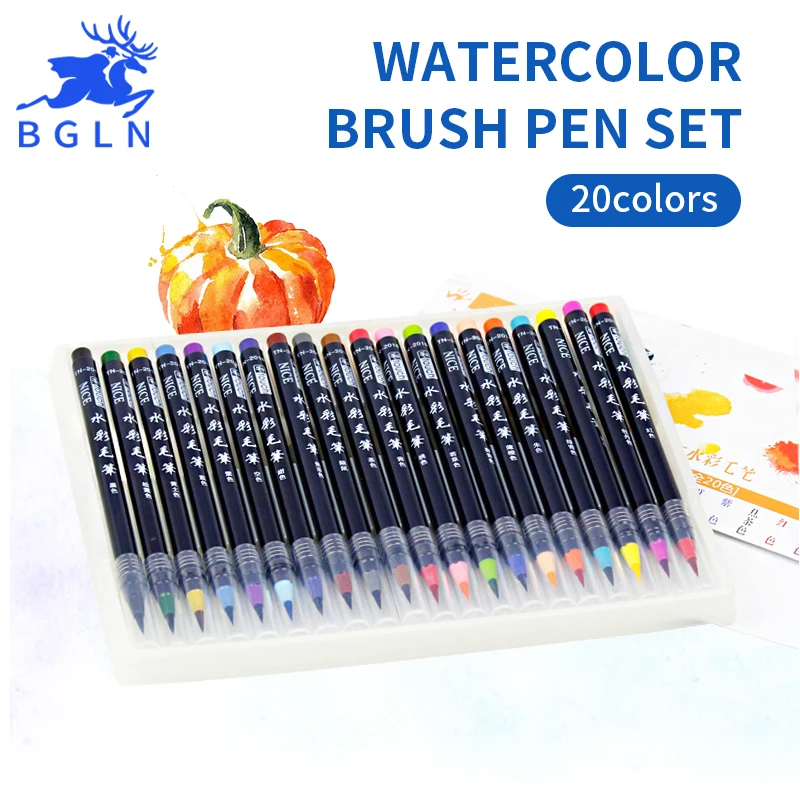 

Bgln 20 Colors Painting Brush Pen Set Soft Watercolor Markers Fine Tip Design Brush For Manga Comic Calligraphy