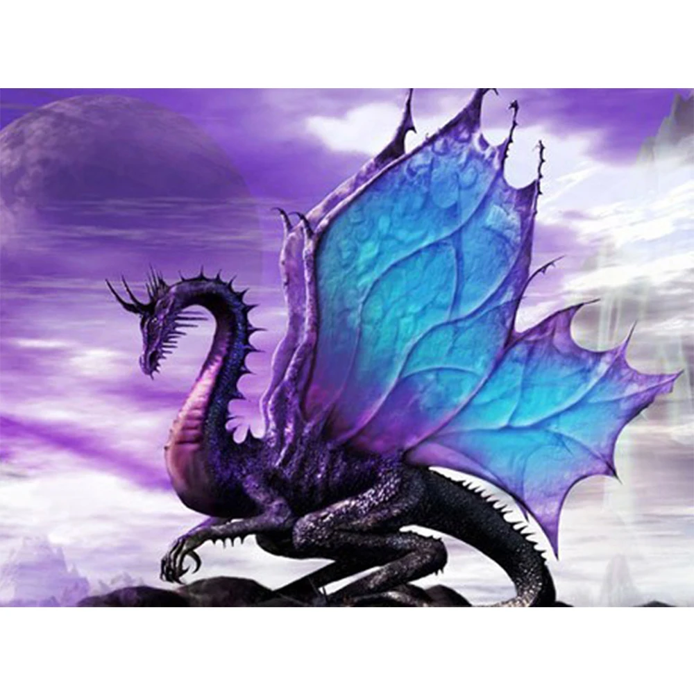 

LI LOYE 5D DIY Diamond Painting Purple dragon Diamond Painting Cross Stitch Series Set Mosaic Needlework Home Decorative RT956