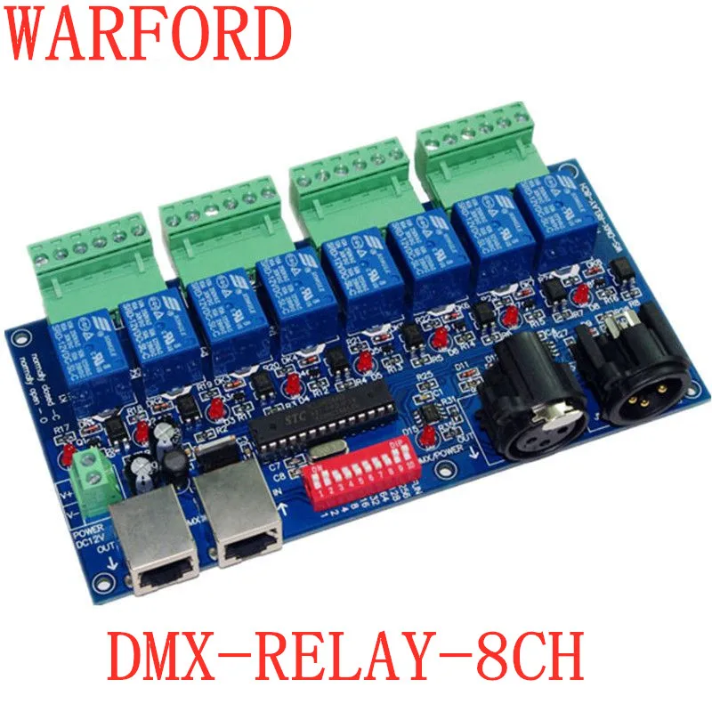 

Best price 1 pcs 8CH Relay switch dmx512 Controller XLR+RJ45 dmx512 decoder led controller use LED free shipping