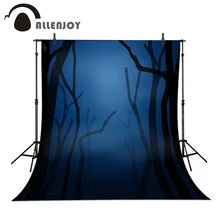 Фон для фотографий allenjoy туманный синий ЛЕС ДЕРЕВЬЯ Хэллоуин Детский Виниловый фон для студийной фотосъемки