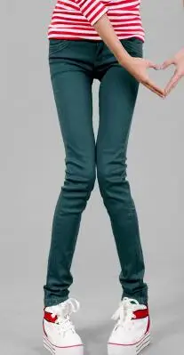 Новые весенние и осенние стильные джинсовые брюки ярких цветов женские Стрейчевые узкие джинсовые брюки-карандаш T858 - Цвет: dark green