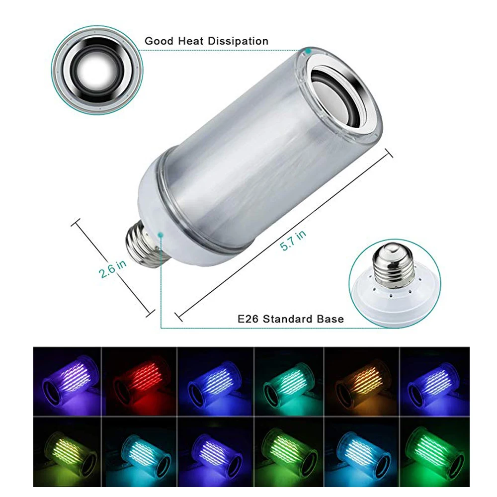 E27 RGB+ смешанный белый светодиодный музыкальный светильник с обновленным пультом дистанционного управления-Улучшенный стерео звук Bluetooth лампочка динамик, перевернутый светильник
