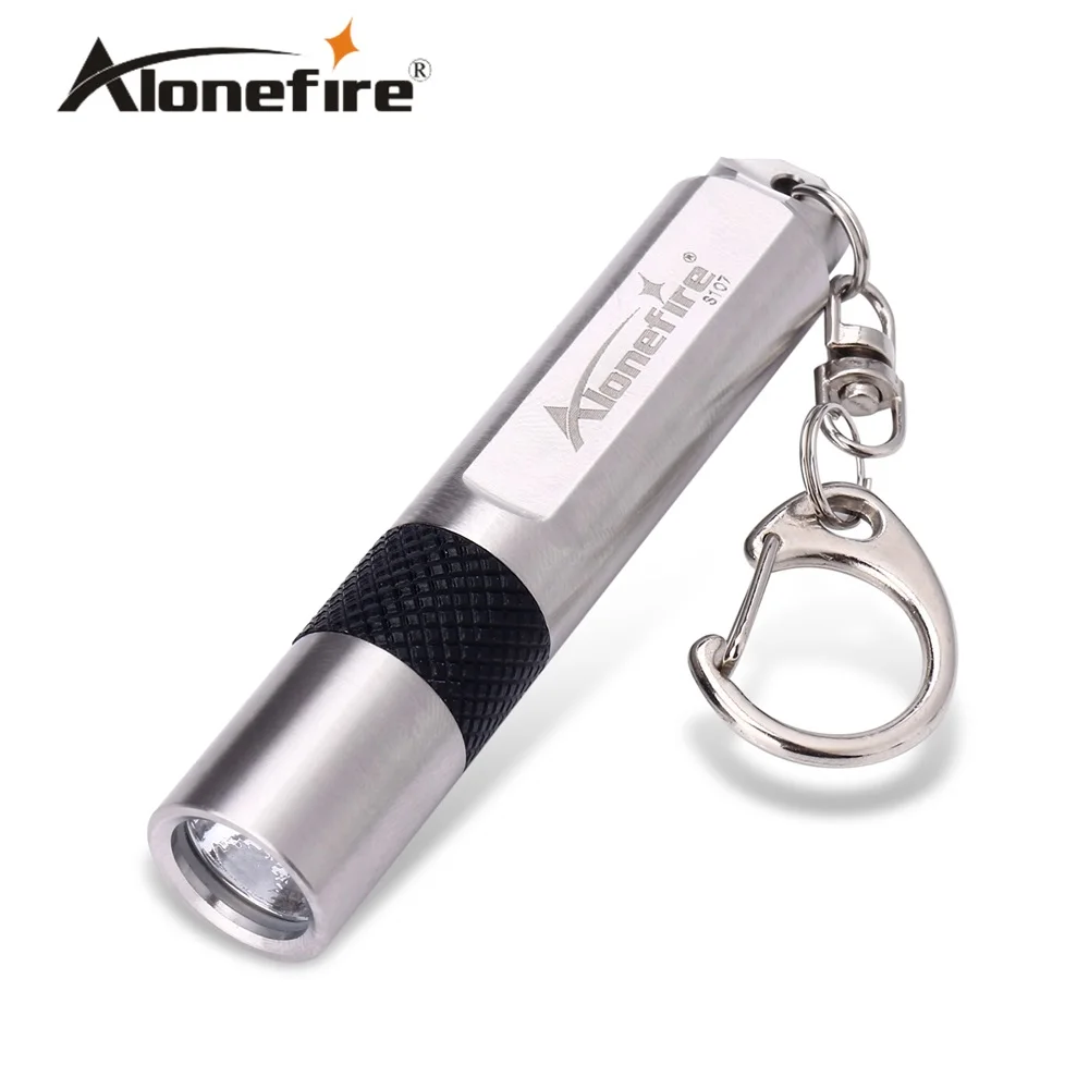 Alondfire S107 CREE XPE Q5 светодио дный нержавеющая сталь, водонепроницаемый мини-фонарик брелок свет для AAA или 10440 Перезаряжаемые батареи