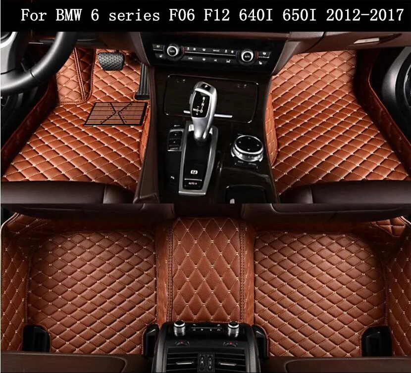 

Car 3D Luxury Leather Car Floor Mats Fits For 12-17 BMW 6 series F06 F12 640I 650I 2012-2017 EMS Free shipping
