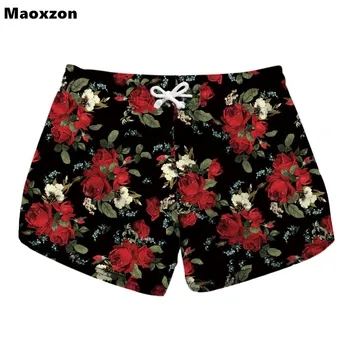 

Maoxzon Women's Drawstring Casual Shorts For Female Floral Print Summer Both Side Pockets Quick Dry Shorts Drop Shipping