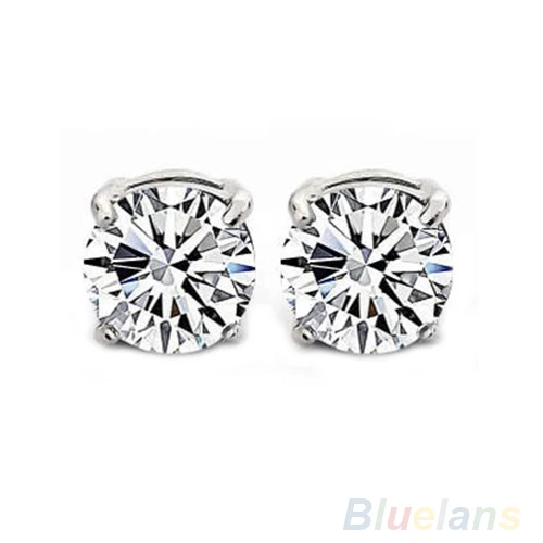 

Bluelans Charming 1Pair Clear Crystal Magnet Earring Unisex Men's Earring 4 Claws