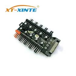 XT-XINTE SATA 1 до 10 шт. охлаждения разветвитель для кулера светодиодный кабель pwm 12 V Питание Скорость контроллер адаптер для добывания монет