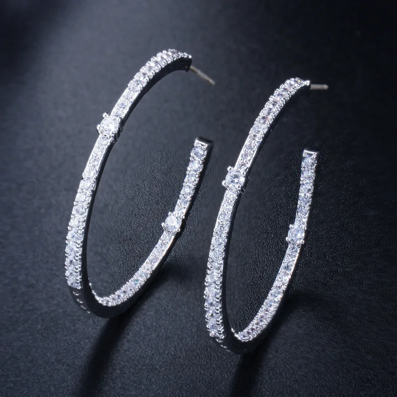 

Popular Earrings With Rhinestone round Earrings Simple Big Circle Earrings Crystal Jewelry For Women