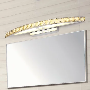 

10W 44cm 15W 54cm 18W 70cm Brief bathroom mirror light crystal bathroom waterproof antimist stainless steel arc mirror light