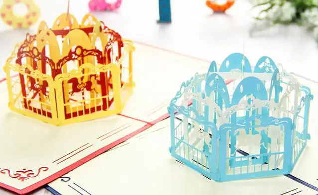Новое поступление 3D Поздравительные открытки Merry Go Round для Дня святого Валентина