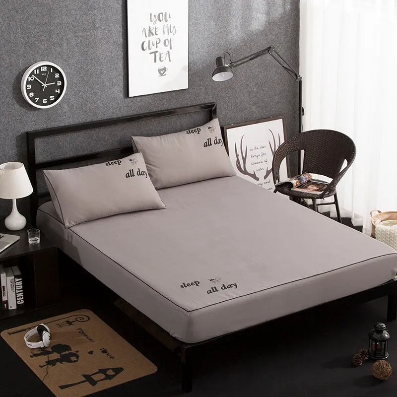 

Bed Sheet With Pillowcase Solid Color Printing Bed Linen Queen Size Mattress Covers Fitted Sheet Sets With Elastic For King Size