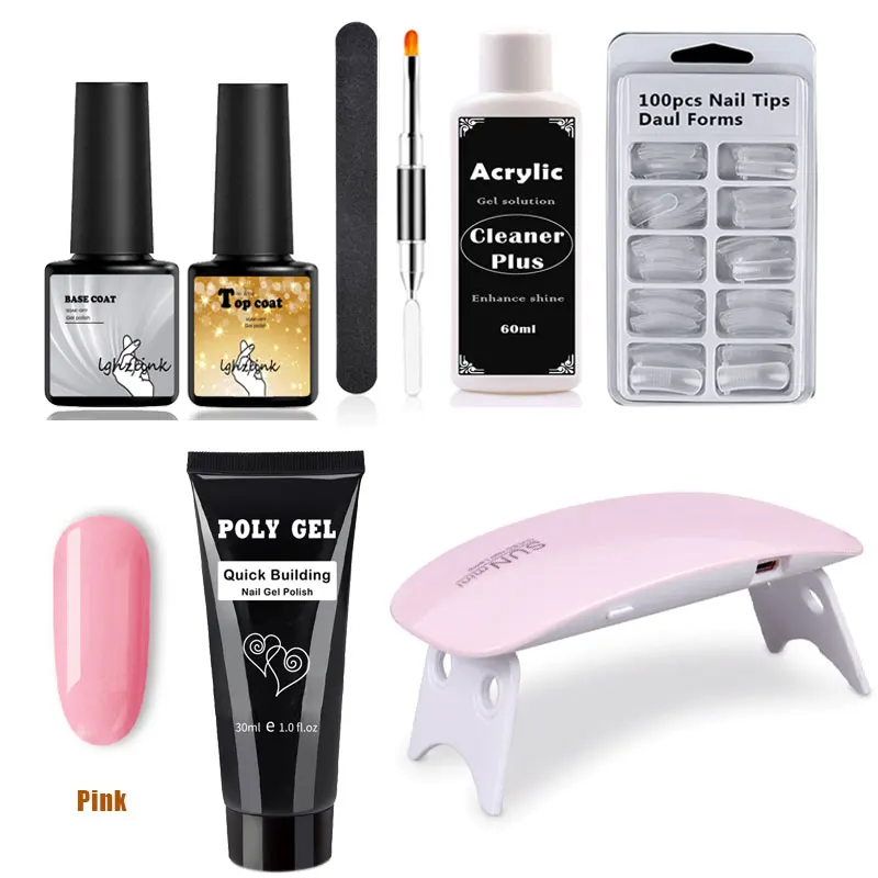 

Poly Gel builder gel Kits French Nail Art Clear Camouflage Color Nail Tip Form Crystal UV Gel Polygel Slice Brush Nails