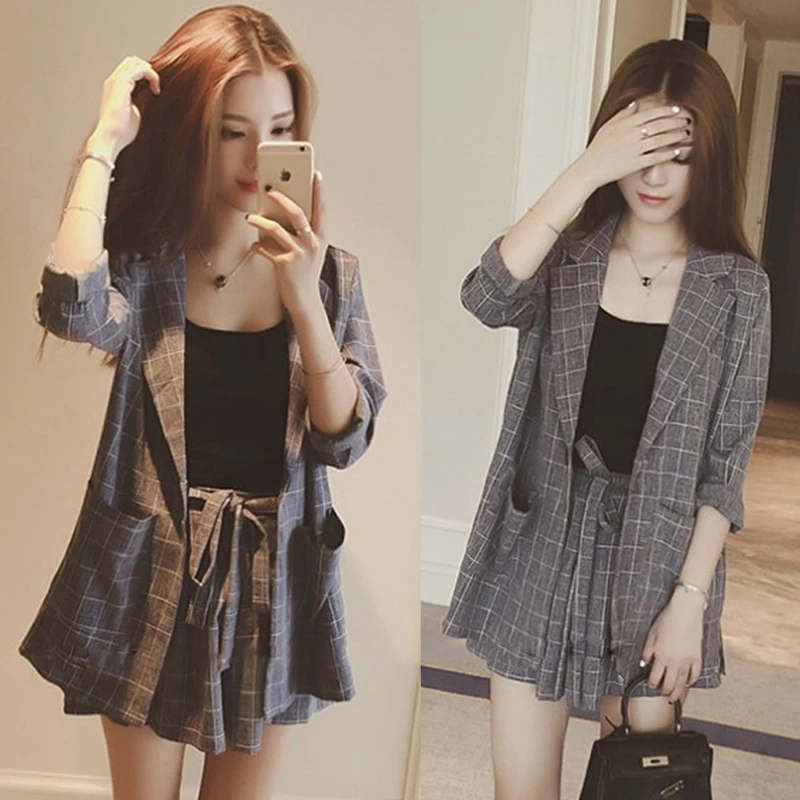 

2018 spring and summer new fashion Western style two-piece shorts suit female fashion loose leisure suit