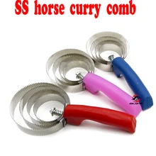 Из нержавеющей стали 4 петли лошадиная расческа, карри грумер лошадь/кошка/собака(CB9061