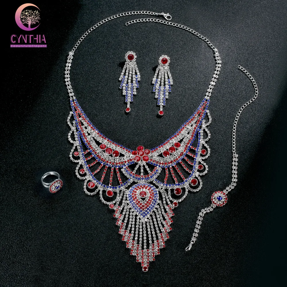 

Maxi Necklace Luxury Collar Multi Layer Vintage Rhinestone Necklaces&Pendants Gipsy Style women Statement Necklace Earring Sets