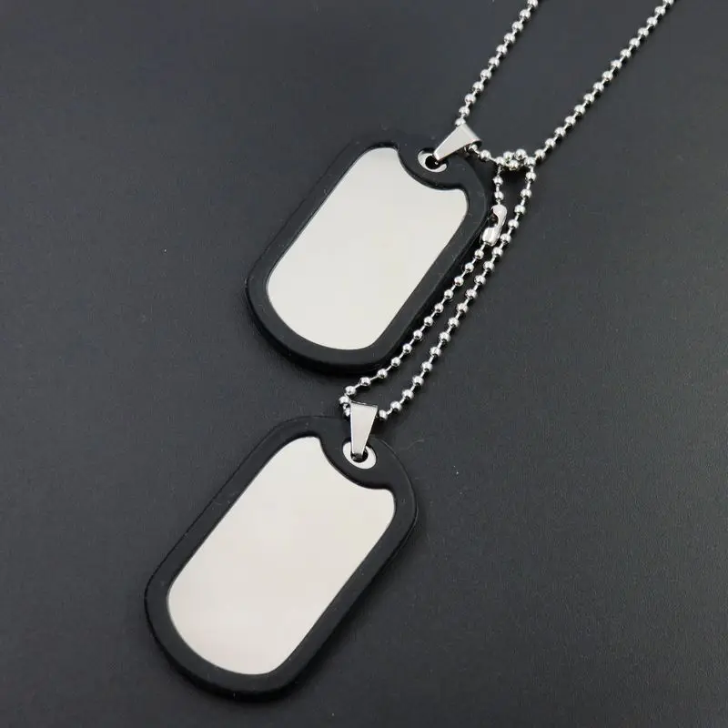 

HALAMAKA Jewelry Blank Stainless Steel Dogtags with Sheath Muffler Silencer Protect Army Jewelry 28mm*49mm Tags 60cm Chain