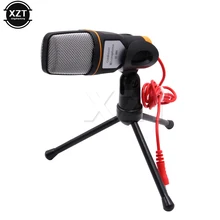 Microfone de áudio estéreo profissional, com fio de SF-666 mm e suporte, clipe para pc, karaoquê, 1 peça venda de venda