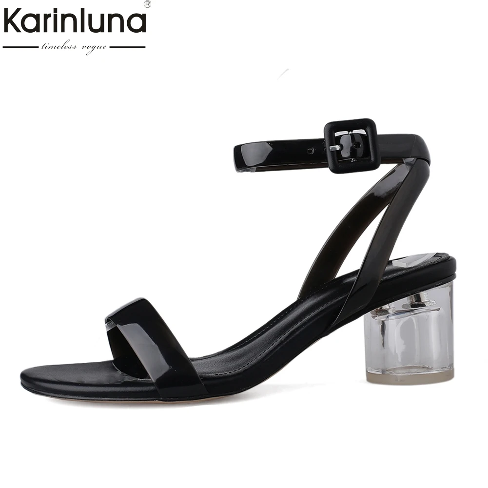 

Fashion Pigskin Inning Sheepskin Insole leather Ankle Strap Sandals Woman 2019 Summer High Heels women Shoes Woman