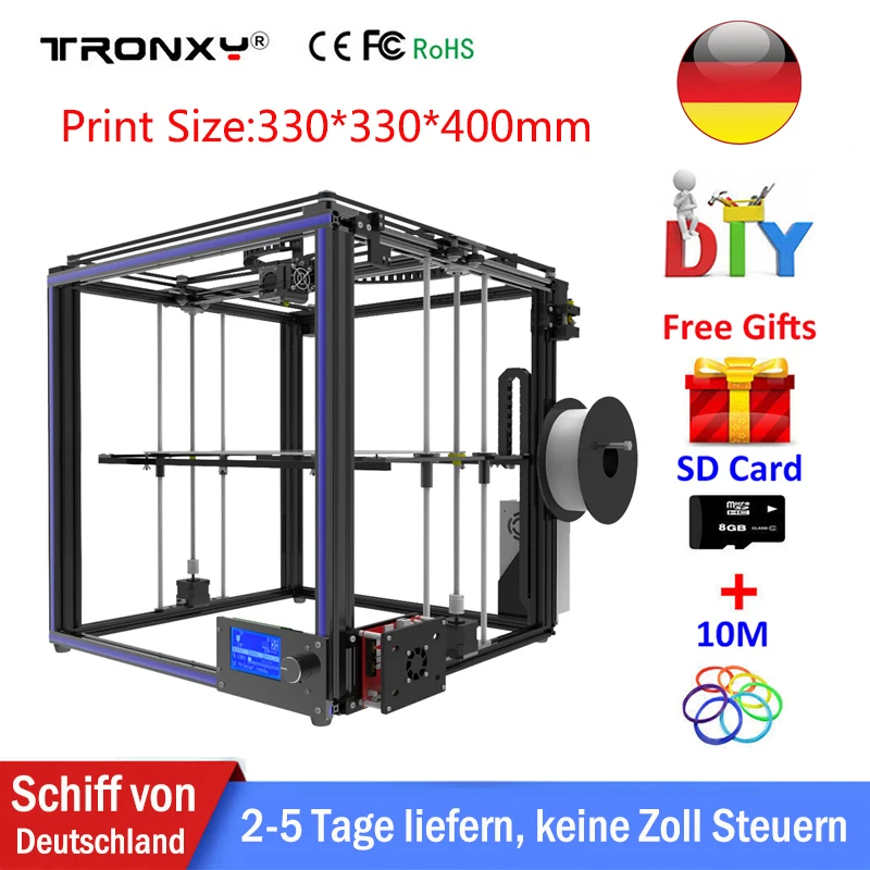 

Tronxy 3D Printer DIY X5S I3 Plus Size Full Metal Frame Platform Desktop Industrial Grade High Precision 3d Printer Kit Filament