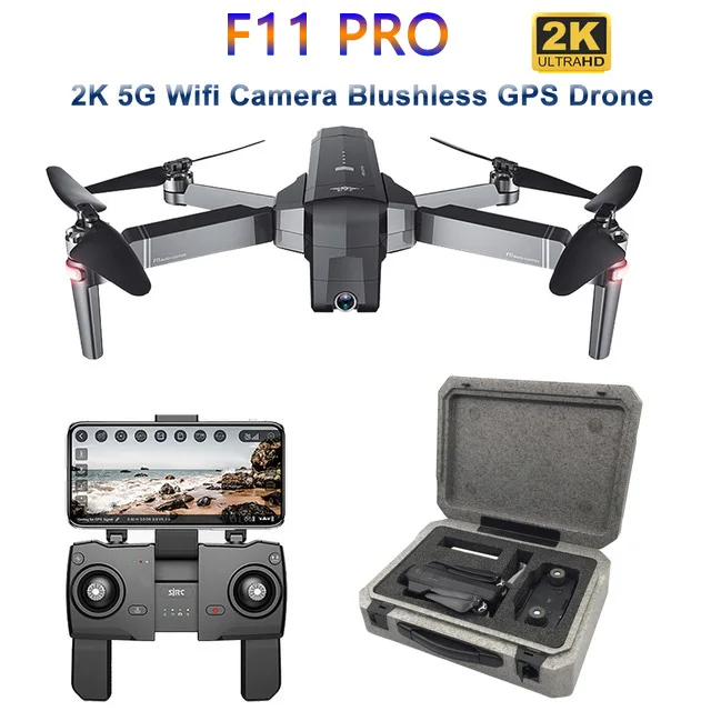 SJRC F11 PRO GPS Drone con 2 K de ángulo ancho los Drones con cámara de 5G Wifi FPV Drone RC sin escobillas Quadcopter helicóptero Selfie Cámara Dron