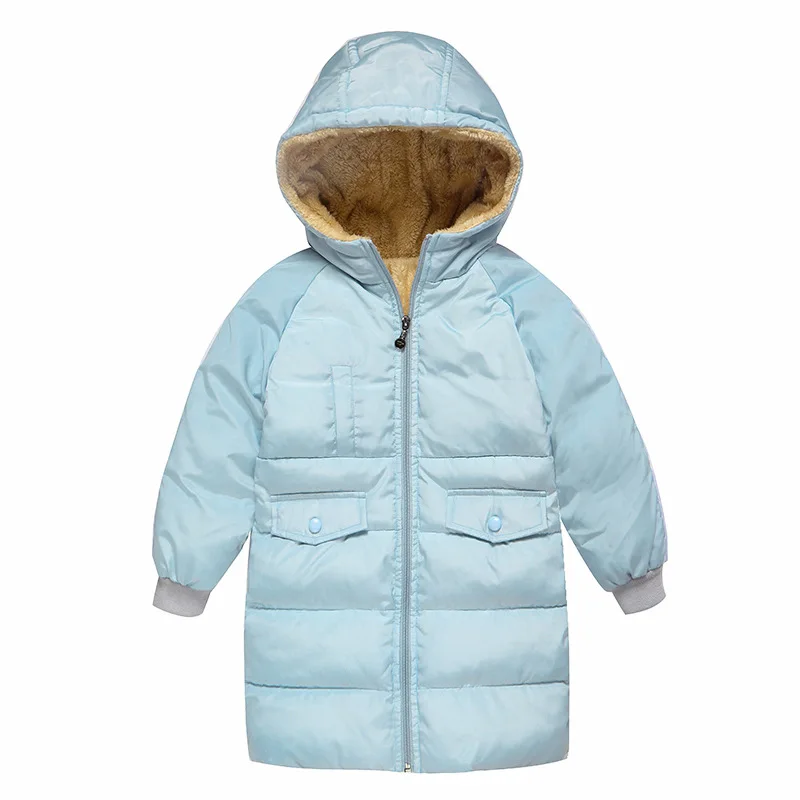 Winter Boy Gilrs Long Down Jackets thick Cotton Padded Coat Kids Fleece ...