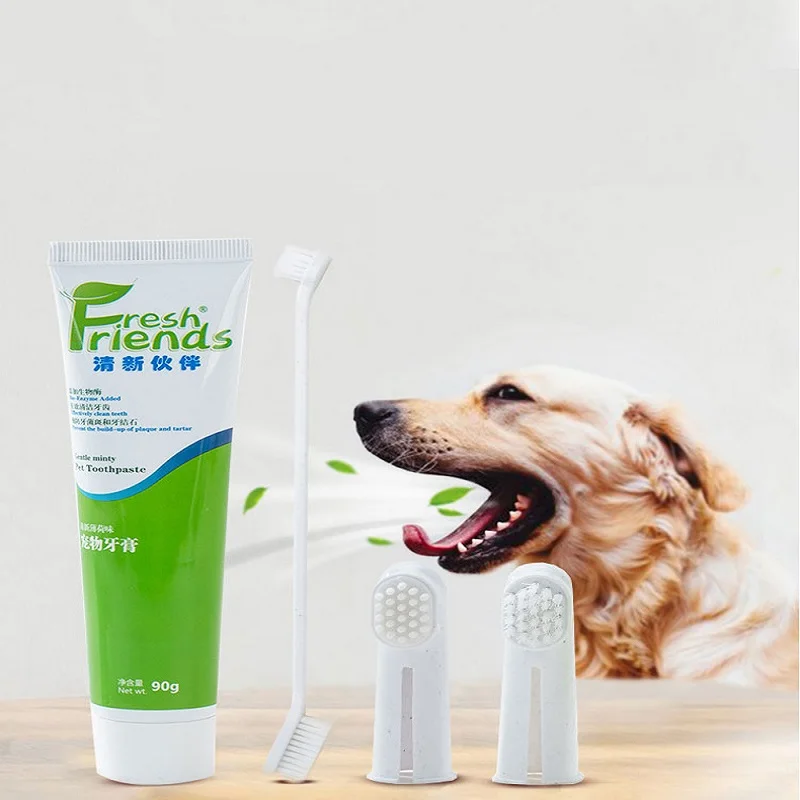 

Pet Toothbrush Toothpaste Set edible Dog Toothpaste Cat Toothbrush to Calculus Drushing Teeth Except Bad Breath Supplies