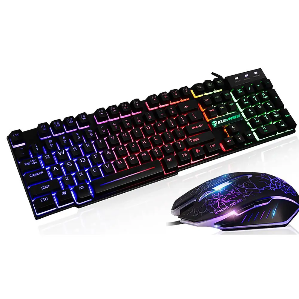 

BEESCLOVER USB Office Rainbow Backlight Keyboard Mouse Set Mechanical for PC Laptop Desktop Gaming Stylish Ergonomic Combo