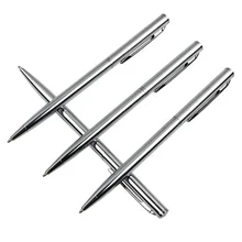 Baikingift, 1 шт., новинка, светильник, серебряная шариковая ручка, стержень из нержавеющей стали, вращающаяся металлическая шариковая ручка, Канцтовары, шариковая ручка