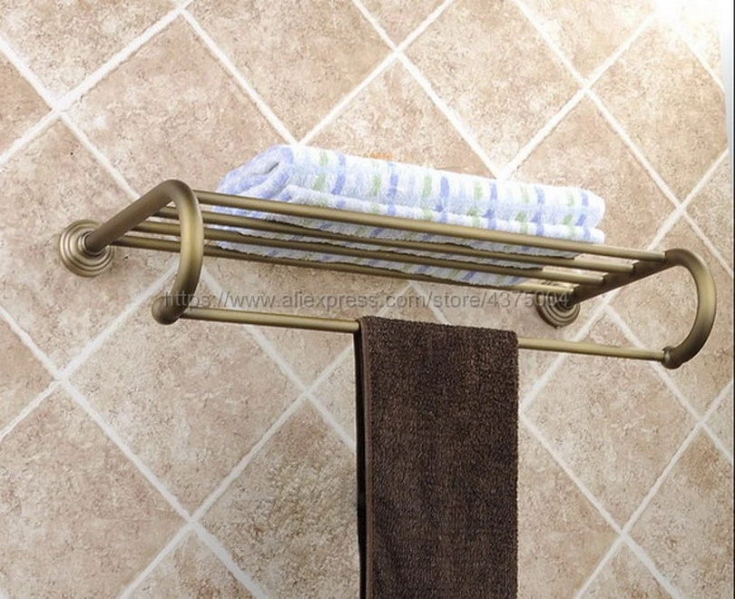 Bathroom Copper Towel Bar Antique Brass Toilet Towel Holder Towel Rack Shelf Solid Holder Brief Fixed Bathroom Accessory Nba026