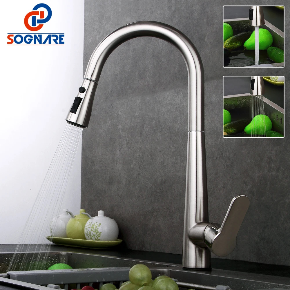 

SOGNARE 3 function Pull Out Kitchen Faucet Sink Mixer All Around Rotate Swivel Dual Sprayer Nozzle Water Outlet Mixer Taps D2323