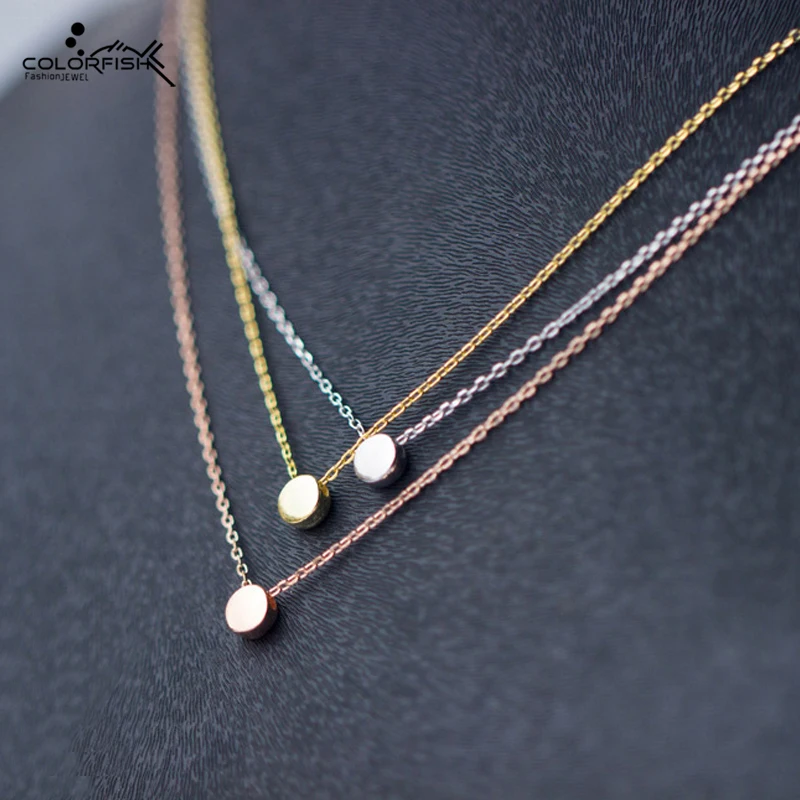

COLORFISH Genuine 925 Sterling Silver Necklaces Pendants 3 Tones Simple Mini Round Peas Pendant Link Chain Fashion Jewelry Gifts
