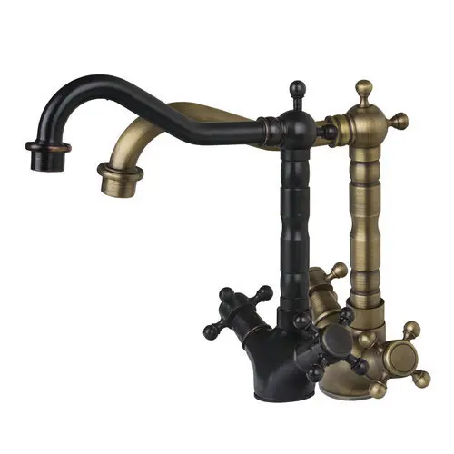 YANKSMART Deck Mount Antique Brass Oil Rubber Black Brass Kitchen Torneira Cozinha Swivel 360 L15 Basin