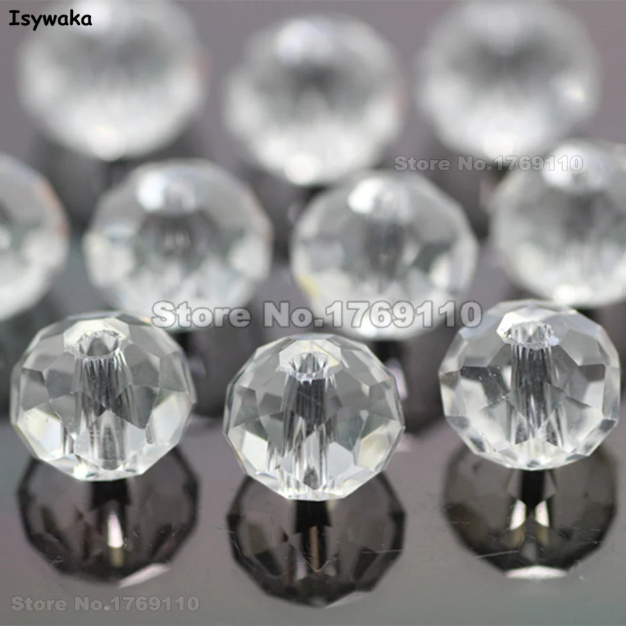 

Isywaka Clear White Color 6*8mm 72pcs Rondelle Austria faceted Crystal Glass Bead Loose Spacer Round Bead for Jewelry Making